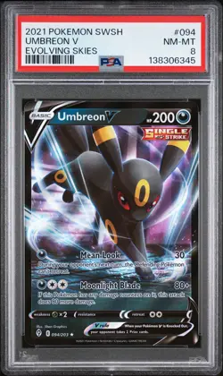 PSA 8 Umbreon V 094 Evolving Skies Pokemon Sword & Shield Evolving Skies 2021 - Image 1