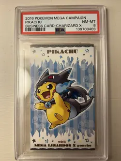 2016 Pokemon Mega Charizard Business Card Charizard-X PSA 8 NM-MT - Image 1