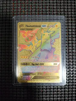 Pikachu&Zekrom GX Tag Team Gold Foil Pokemon Card - Image 1