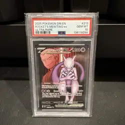 Pokemon Mewtwo EX Team Rockets Ultra Rare Card 213/182 Destined Rivals PSA 10 - Image 1