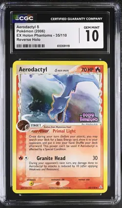 CGC 10 Aerodactyl EX Holon Phantoms 35/110 Reverse Holo STAMPED Pokemon Card - Image 1