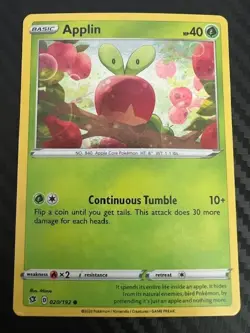 Pokemon TCG Applin Cosmos Holo 020/192 Rebel Clash LP/MP - Image 1