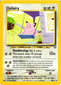 Pokemon TCG Clefairy Uncommon Card 30/111 Neo Genesis Unlimited MP/HP - Image 1