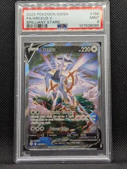 2022 POKEMON SWORD & SHIELD BRILLIANT STARS #166 FULL ART/ARCEUS V PSA 9 - Image 1