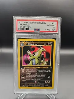 2001 POKEMON NEO DISCOVERY 1ST ED #31 TYRANITAR NonHolo PSA 10 - Image 1