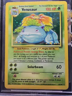 Pokemon TCG Venusaur Base Set Holo Unlimited Rare 15/102 BGS 8 NM-MT HIGH SUBS - Image 1