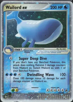 Pokemon TCG - Wailord ex 100/100 Holo Rare EX Sandstorm Damaged - 705 - Image 1