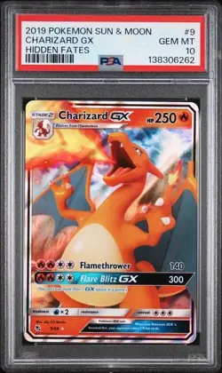 2019 POKEMON SUN & MOON HIDDEN FATES #9 CHARIZARD GX PSA 10 - Image 1