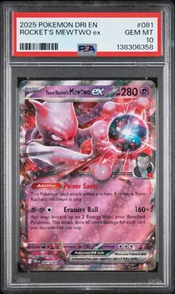 TEAM ROCKET'S MEWTWO EX 81/182, 2025 POKEMON DRI EN-DESTINED RIVALS - PSA 10 - Image 1