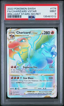 2022 POKEMON SWORD & SHIELD BRILLIANT STARS #174 FULL ART/CHARIZARD VSTAR PSA 9 - Image 1