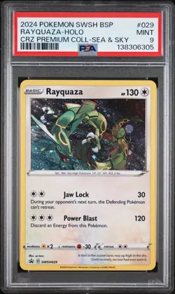 PSA 9 Rayquaza-Holo 029 Crz Premium Coll-Sea & Sky Pokemon Swsh Black Star Promo - Image 1