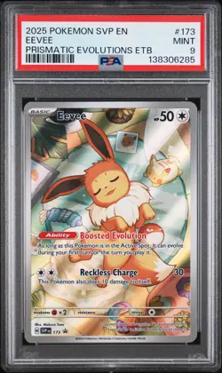 PSA 9Eevee 173 Prismatic Evolutions Etb Pokemon Svp En-Sv Black Star Promo 2025 - Image 1