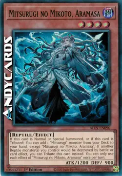MITSURUGI NO MIKOTO, ARAMASA • Super R • ALIN EN090 • 1Ed • Yugioh! • ANDYCARDS - Image 1