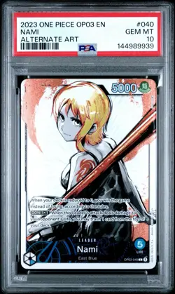 2023 ONE PIECE OP03-PILLARS OF STRENGTH ALTERNATE ART #040 NAMI PSA 10 - Image 1