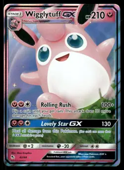 Pokemon Cards Wigglytuff GX 42/68 Hidden Fates Holo Rare GX NM *2 - Image 1