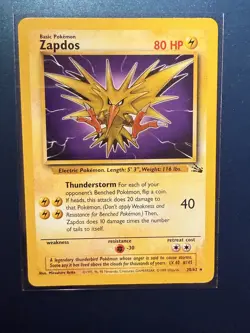 Zapdos - 30/62 - Pokemon Fossil Unlimited Rare Non-holo Card WOTC MP - Image 1