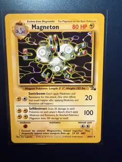 Magneton 26/62 Fossil Unlimited Non Holo Rare WOTC 1999 Vintage Pokemon Card-MP - Image 1