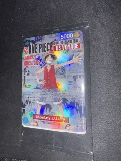 One Piece Monkey D. Luffy US Voyage College Basketball Promo Card - Image 2
