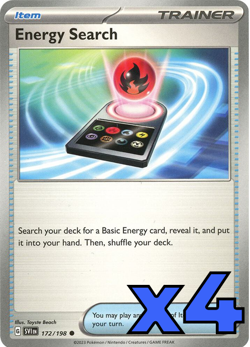 4x Energy Search 172/198 SV01: Scarlet & Violet Base PLAYSET x4 - Pokemon TCG - Image 1