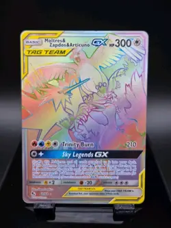 Pokemon Hidden Fates Rainbow Moltres Zapdos Articuno GX 69/68 Tag Team NM - Image 1