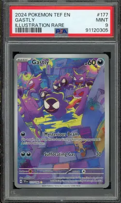 2024 Pokemon Temporal Forces Gastly Full Art #177/162 PSA 9 Mint - Image 1