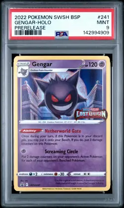 2022 POKEMON SWSH BLACK STAR PROMO PRERELEASE #241 GENGAR-HOLO PSA 9 - Image 1