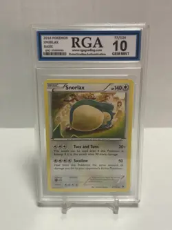 💤 2016 Pokemon Snorlax #77/124 RGA 10 GEM MINT Graded Slab - Image 1