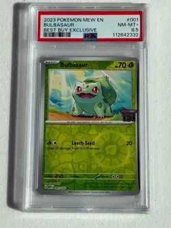 Bulbasaur BEST BUY EXCLUSIVE! PSA 8.5! NM-MINT+ 2023 Pokemon 151 #001 8.5 POP=1 - Image 1