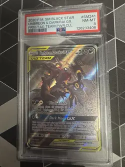Pokemon Umbreon & Darkrai GX Tag Team Black Star Promo SM241 PSA 8 - Image 1
