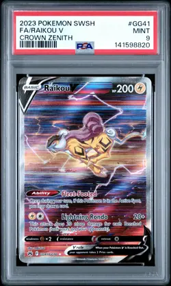 2023 Pokemon Sword And Shield Crown Zenith Raikou V Fa Crown Zenith PSA 9 #GG41 - Image 1
