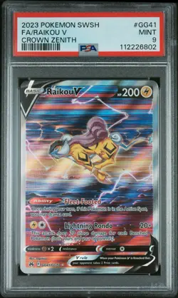 2023 POKEMON SWORD & SHIELD CROWN ZENITH #GG41 FULL ART/RAIKOU V PSA 9 - Image 1