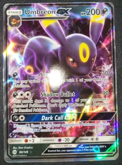 Pokemon Umbreon GX 80/149 SM Base Set Ultra Rare Holo 200HP 2017 Nm - Image 2
