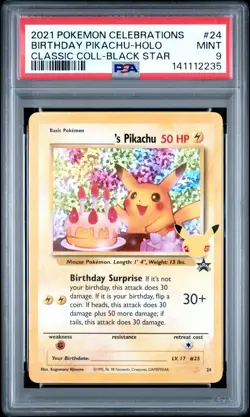 Birthday Pikachu Holo 24 Celebrations Classic Collection Pokemon PSA 9 *235 - Image 1