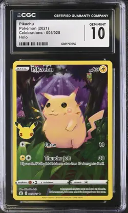 CGC 10 Pokemon English Pikachu 005/025 2021 Celebrations Holo - Image 1