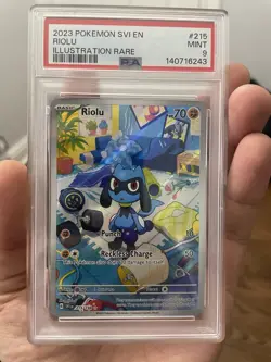 Riolu 215/198 Scarlet & Violet Base Set Pokemon Illustration Rare PSA 9 - Image 1