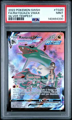 2022 Pokemon Sword & Shield Silver Tempest Rayquaza VMAX Fa PSA 9 #TG20 - Image 1
