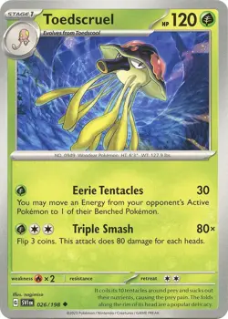 Toedscruel SV01: Scarlet & Violet Base Set 026/198 NM English Pokemon Card - Image 1
