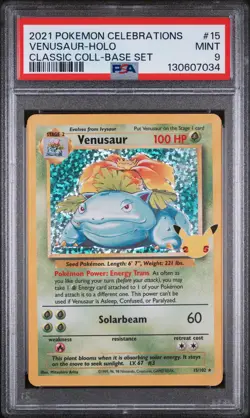 2021 POKEMON CELEBRATIONS CLASSIC COLL #15 VENUSAUR-HOLO PSA 9 - Image 1