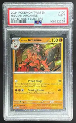 2024 Pokemon Twilight Masquerade Hisuian Arcanine #100/167 PSA 9 - Image 1