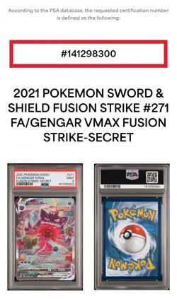Pokemon Gengar VMAX Alternate Art Secret Rare Fusion Strike 271/264 PSA 9 2021 - Image 1