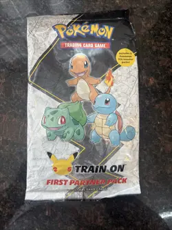 Brand New Sealed Pokemon 25th Train On First Partner Pack x1 3 Oversized Cards 820650809682 - Image 1