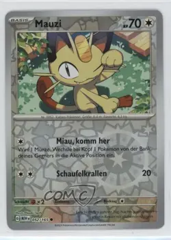 Meowth German Reverse Foil Pokemon Scarlet & Violet 151 MEW #052 - Image 1