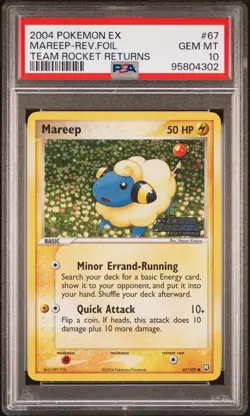 2004 POKEMON EX TEAM ROCKET RETURNS #67 MAREEP-REVERSE FOIL PSA 10 - Image 1