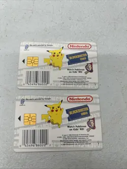 Pokemon Snap Blockbuster Video Smart Card Set of 2 Vintage 1999 Pikachu Bulbasau - Image 2