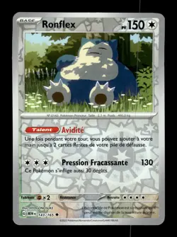 Carte Pokemon Ronflex Reverse 143/165 151 FR - Image 1