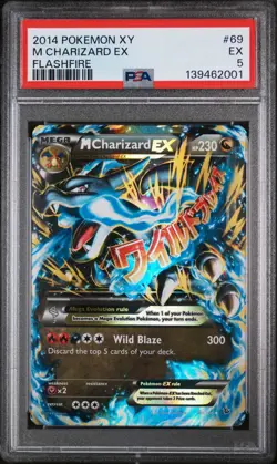2014 POKEMON XY FLASHFIRE #69 M CHARIZARD EX PSA 5 - Image 1