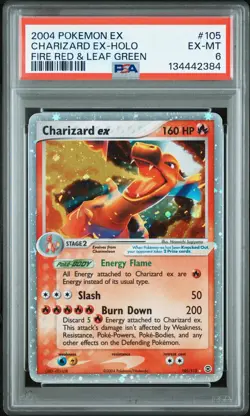 2004 POKEMON EX FIRE RED & LEAF GREEN #105 CHARIZARD EX-HOLO PSA 5 Fire Swirl - Image 1