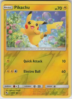 Pikachu Reverse Holo Common Hidden Fates 19/68 Pokemon - Image 1