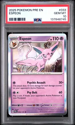 2025 POKEMON PRE EN-PRISMATIC EVOLUTIONS #033 ESPEON PSA 10 - Image 1