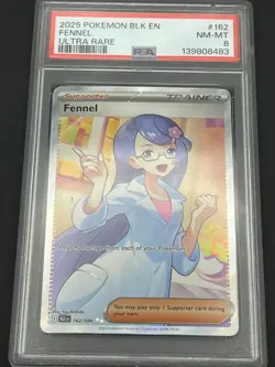 2025 POKEMON BLK EN-BLACK BOLT ULTRA RARE #162 FENNEL PSA 8 - Image 1